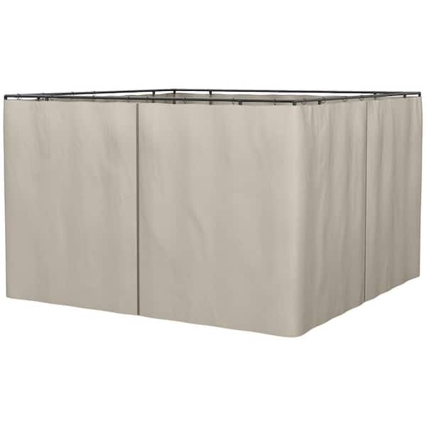 10 ft. x 10 ft. Beige Universal Gazebo Sidewall, Gazebo Kit with Panels, Hooks and C-Rings for Pergolas and Cabanas