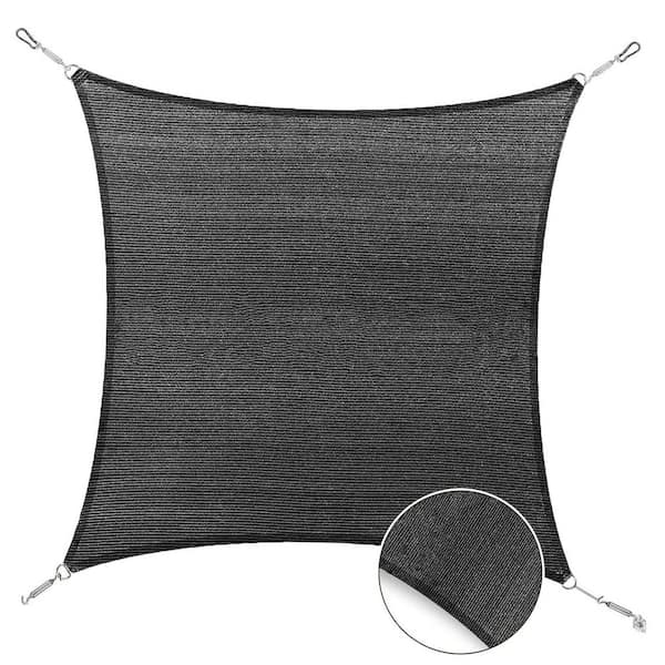 12 'x16' UV Block Sun Shade Sail Rectangular Breathable Outdoor Covering Cloth for Awning Deck Backyard Pool Dark Grey
