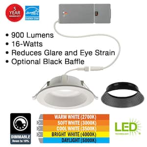 6 in. Canless Integrated LED Recessed Light Trim with Night Light 900 Lumens Adjustable CCT Reduces Glare (24-Pack)