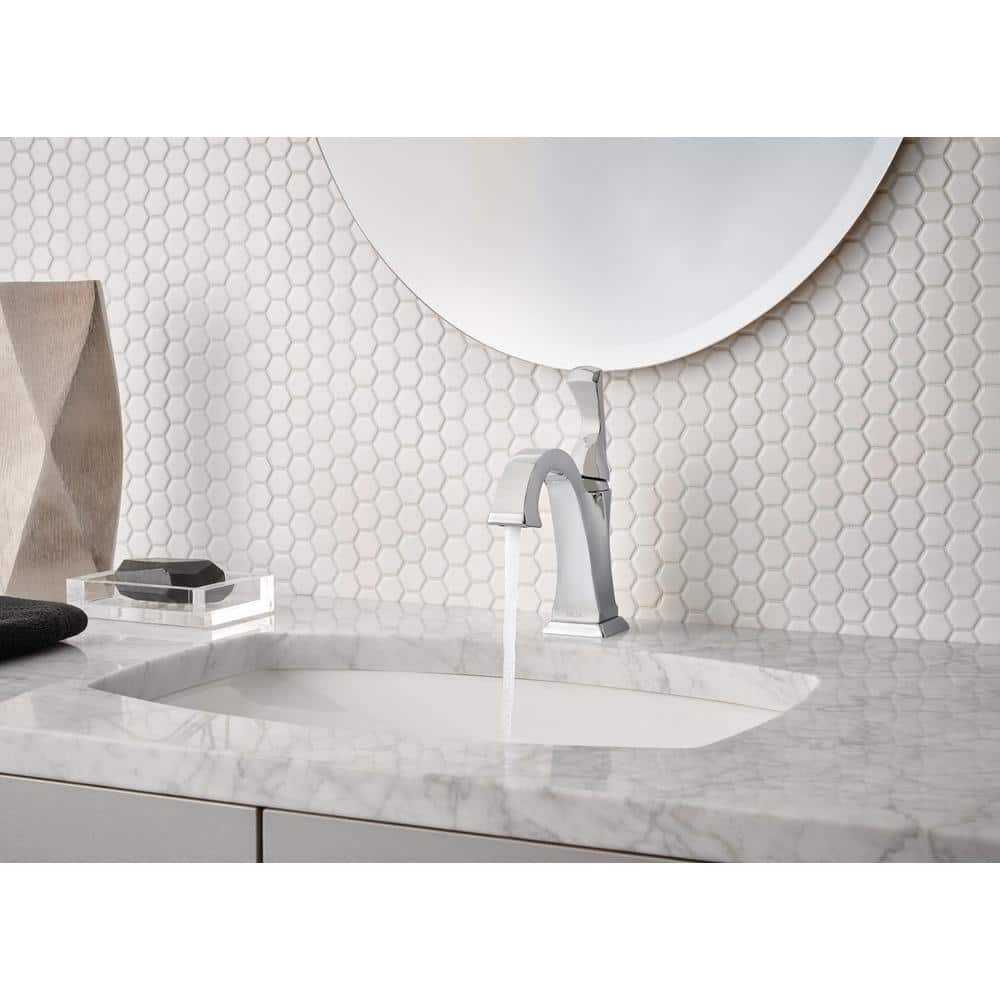 Sleek Modern Chrome Single Hole Bathroom Faucet with Drain Assembly