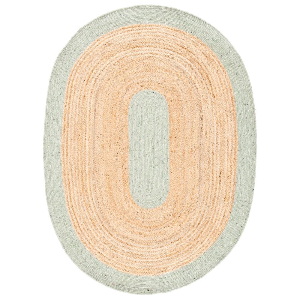 Gray Braided Handmade Reversible Oval 6' x 9' Wool Cotton Rug
