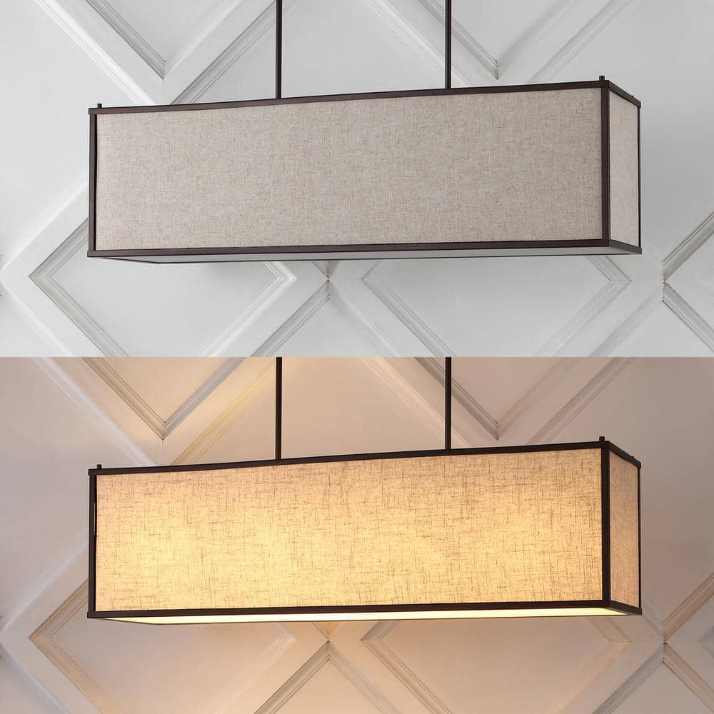 Cole 42" Oil Rubbed Bronze Linen LED Pendant Light