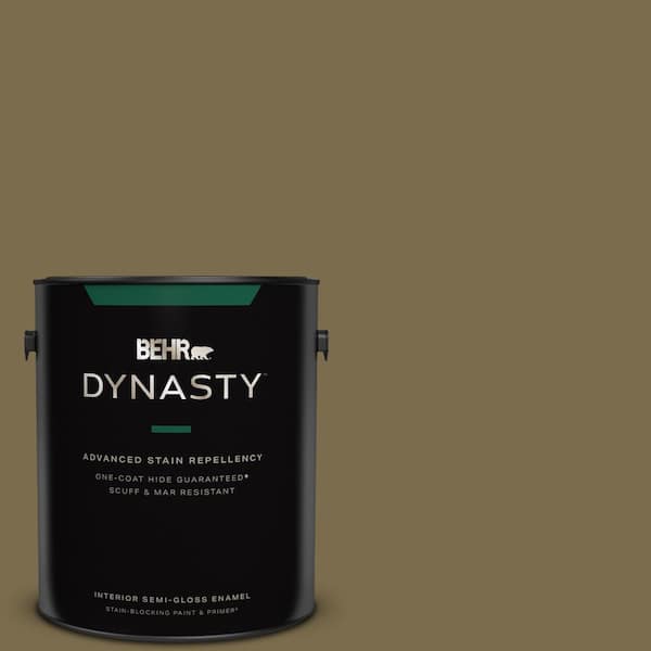 BEHR DYNASTY 1 gal. #PPU8-01 Olive Semi-Gloss Enamel Interior Stain-Blocking Paint & Primer