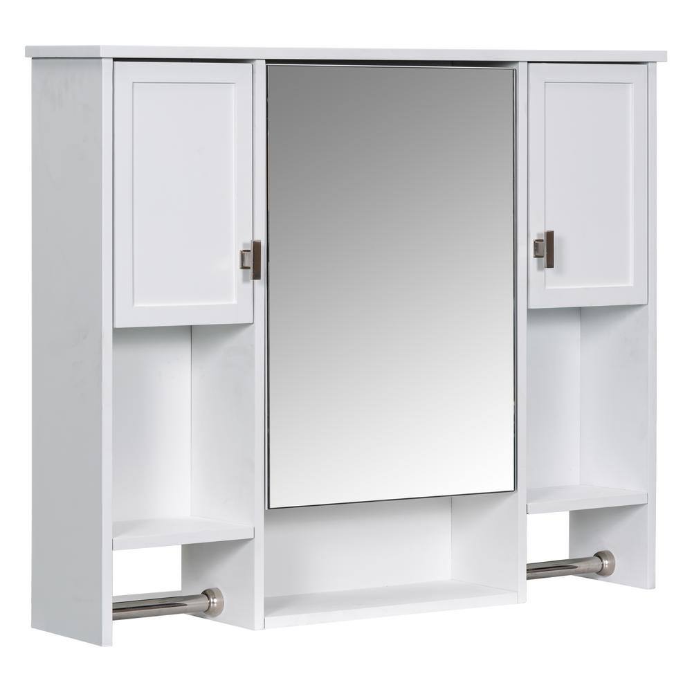 35 in. W x 6.7 in. D x 28.7 in. H Bathroom Rectangular Wall MDF Storage Medicine Cabinet with Mirror, and Towels Bar price history on PriceWatchPro