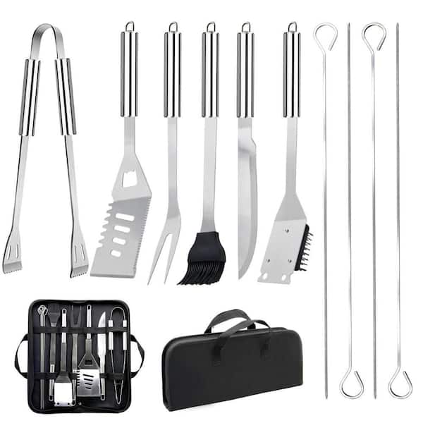 Stainless Steel BBQ Grilling Accessories Set with Storage Bag for Outdoor Grill, Camping, Backyard and Gifts (11-Pack)