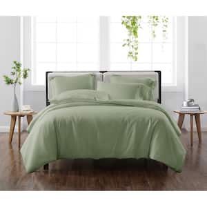 Solid Green King 3-Piece Duvet Cover Set