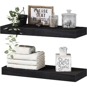 15.7 in. W x 6.7 in. D Black Floating Decorative Wall Shelf (set of 2)