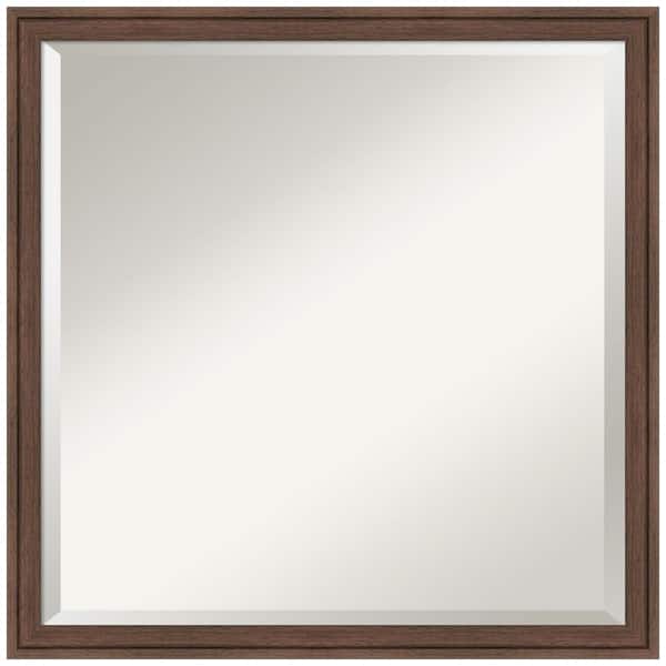 Amanti Art Florence Medium Brown 21.75 in. x 21.75 in. Beveled Casual Square Framed Wall Mirror in Brown