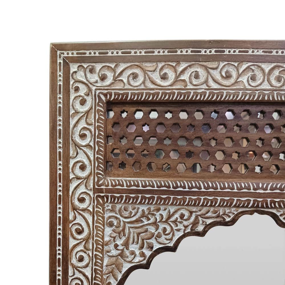 Oversized White Washed Mango Wood Full Length Standing Mirror
