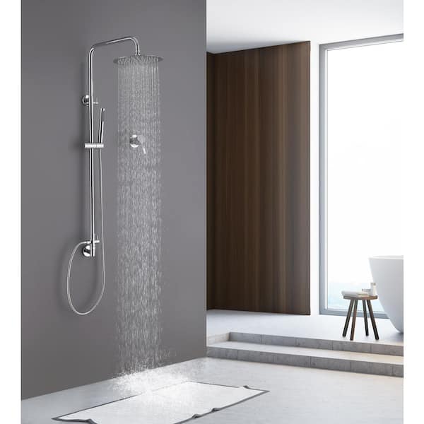 YONKI SUNSHIN INC Single Handle 4-Spray Patterns 2 Showerheads Round Shower Faucet 1.8 GPM with High Pressure Hand Shower in Matte Black