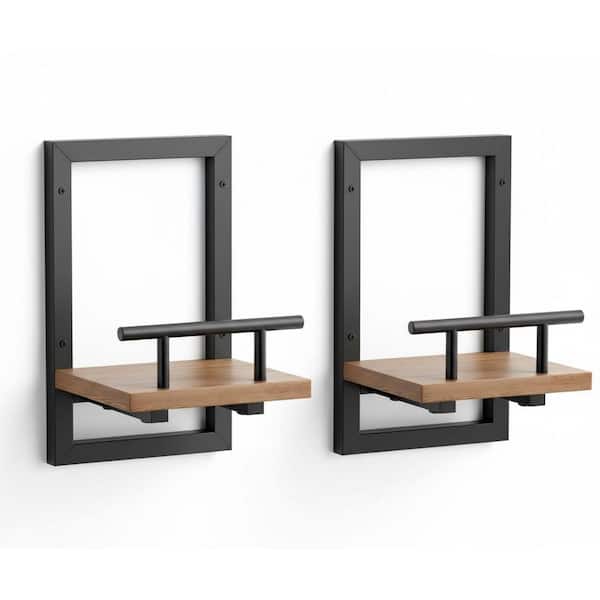 13. 4 in. x 7.93 in. Black Metal Wall Mounted Wall Planter for Floating Plant Shelves (2 Pack)