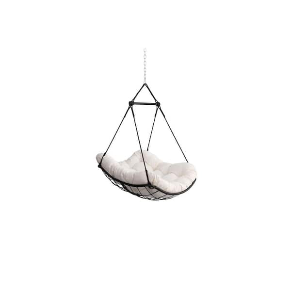 maocao hoom Hammock Chair Swing with Cushion-Outdoor Indoor Hanging Hammock Chair, Sturdy Steel Bar with Anti-Slip Safety Rings
