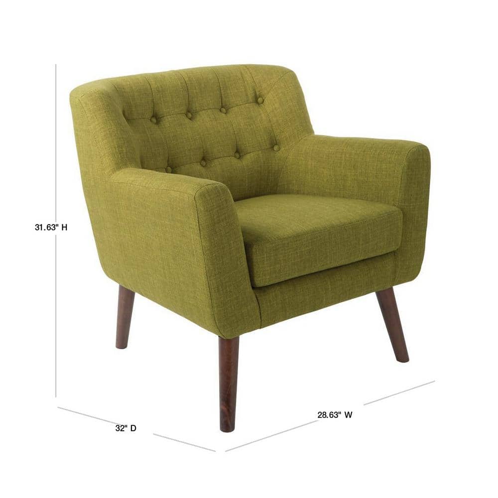 Green Microfiber Mid-Century Modern Accent Chair with Wood Legs