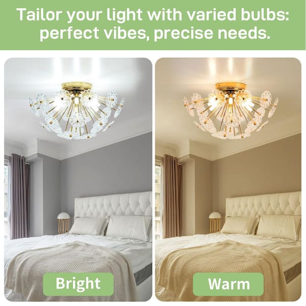 20 in. 6-Light Modern Gold Flower Flush Mount Ceiling Light Fixture