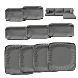 9-Piece Outdoor Patio Replacement Cushion Slipcovers, UV and Waterproof for Sectional Couch, Light Grey ( No Insert )