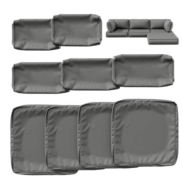 Kimunuk 9-Piece 25.6 in. Outdoor Cushion Covers Light Grey