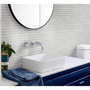 Light Gray 11.8 in. x 11.8 in. 1 in. x 1 in. Polished Glass Mosaic Tile (9.67 sq. ft./Case)