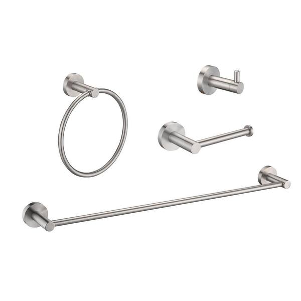4Piece Stainless Steel Bath Hardware Set with Towel Bar, Toilet Paper