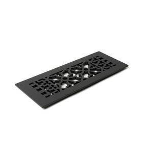 Scroll Series 4 in. x 10 in. Cast Iron Grille Black without Mounting Holes