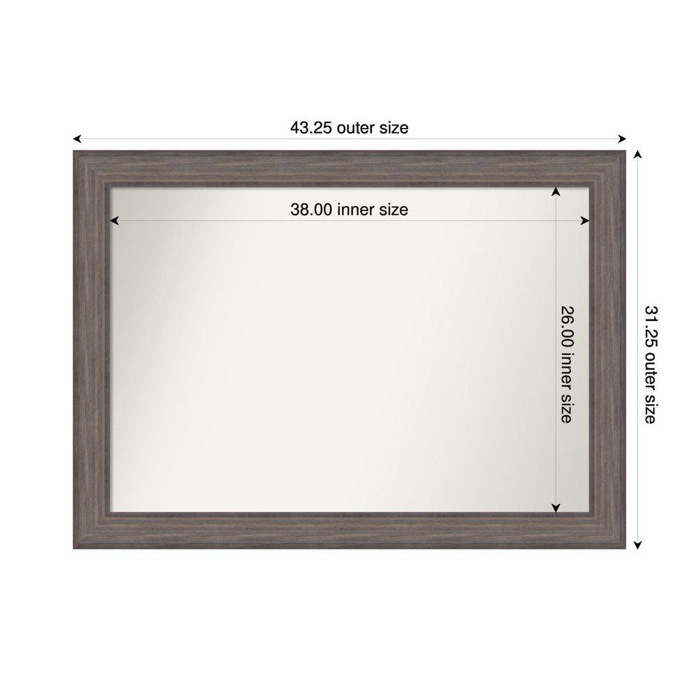 Country Barnwood 43.25 in. W. x 31.25 in. Custom Non-Beveled Wood Framed Bathroom Vanity Wall Mirror