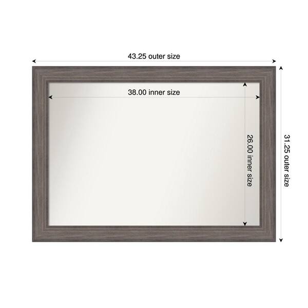 Amanti Art Country Barnwood 43.25 in. W. x 31.25 in. Custom Non-Beveled Wood Framed Bathroom Vanity Wall Mirror