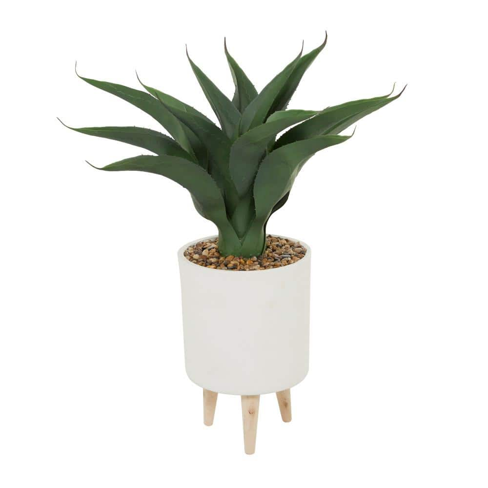 Litton Lane 32 in. H Agave Artificial Plant with Realistic Leaves and White Ceramic Pot