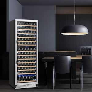 Cellar Cooling Unit 24 in . Dual Zone 154-Bottle Built-In or Freestanding Wine Cooler with Door Lock, Stainless Steel