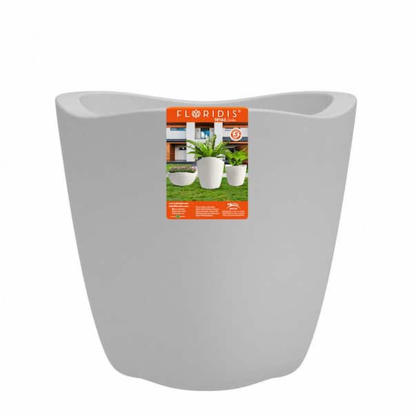 FLORIDIS 17 in. Tryas Large Gray Plastic Decorative Pot (17 in. D x 16.5 in. H)