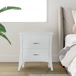 16 in. White 2-Drawer Wooden Nightstand