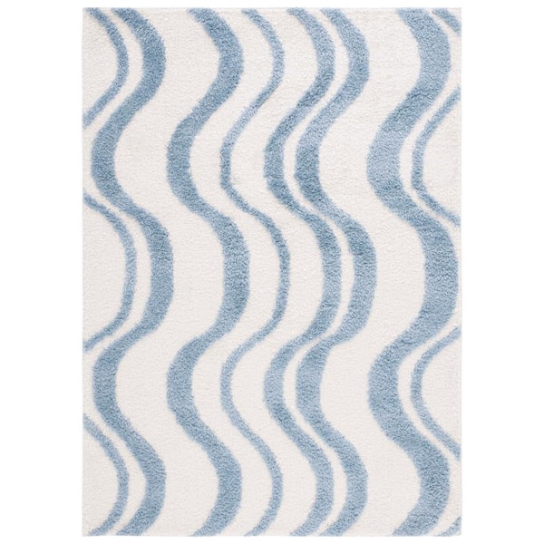 SAFAVIEH Norway Blue/Ivory 5 ft. x 8 ft. Abstract Striped Area Rug