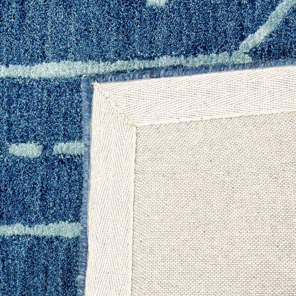 Handmade Navy and Silver Wool Geometric 10' x 14' Area Rug