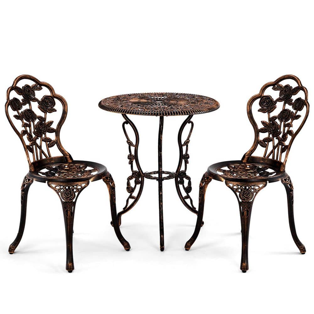 3-Piece Bronze Cast Aluminum Rose Pattern Outdoor Bistro Set price history on PriceWatchPro