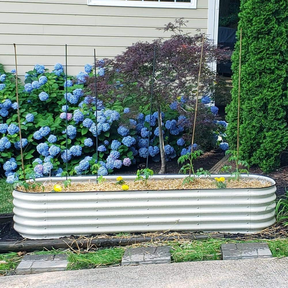 17" Tall Pearl White Modular Metal Outdoor Raised Garden Bed