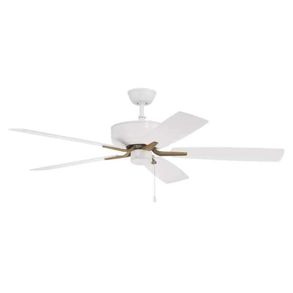 CRAFTMADE Pro Plus 52 in. Indoor Dual Mount 3-Speed Reversible Motor Ceiling Fan in White and Satin Brass Finish
