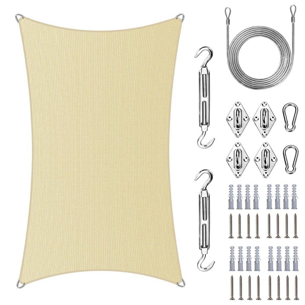 Pro Ring 20 ft. x 22 ft. Rectangle Sun Shade Sail with Hardware Kit and Rope-Beige price history on PriceWatchPro