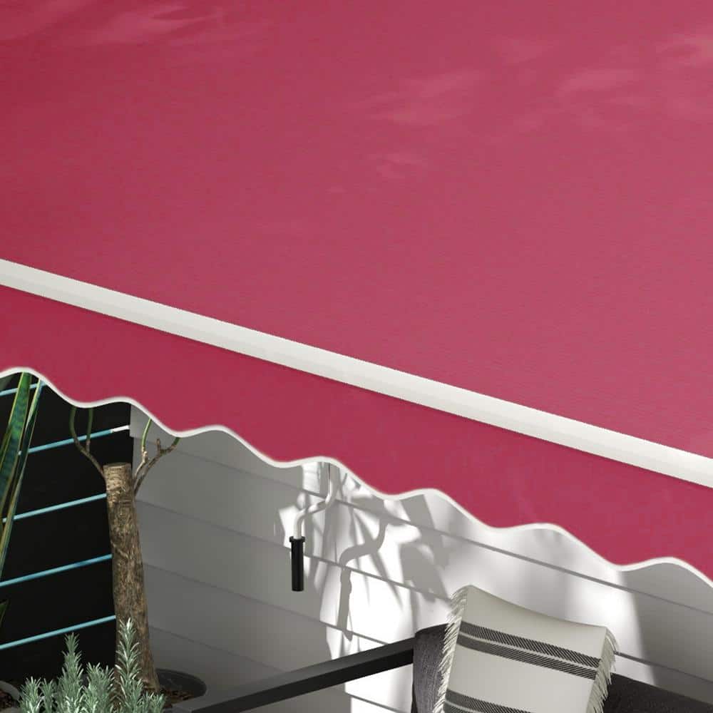 Wine Red Manual Retractable Patio Awning with Aluminum Frame