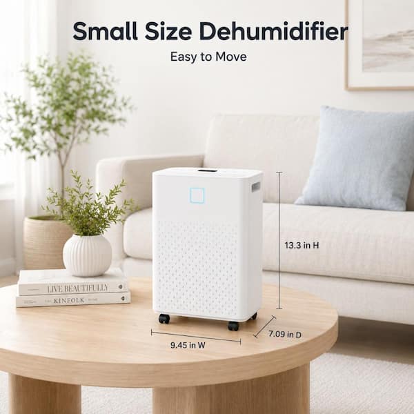 17 pt. 2000 sq.ft Dehumidifier in White with 2 Speeds, 0.45 Gal. Bucket, Cloth Dry and Sleep Mode, for Bedroom