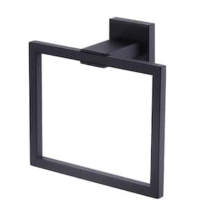 Wall Mount Bathroom Square Towel Ring in Matte Black
