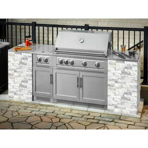 Signature Series 142.16 in. x 25.5 in. x 58.64 in. 11-Piece Outdoor Kitchen Cabinet Set with Liquid Propane 33 in. Grill