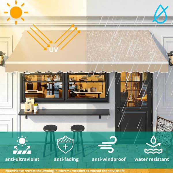 VIWAT 10 ft. x 8 ft. Patio Retractable Awning Sun Shade Shelter