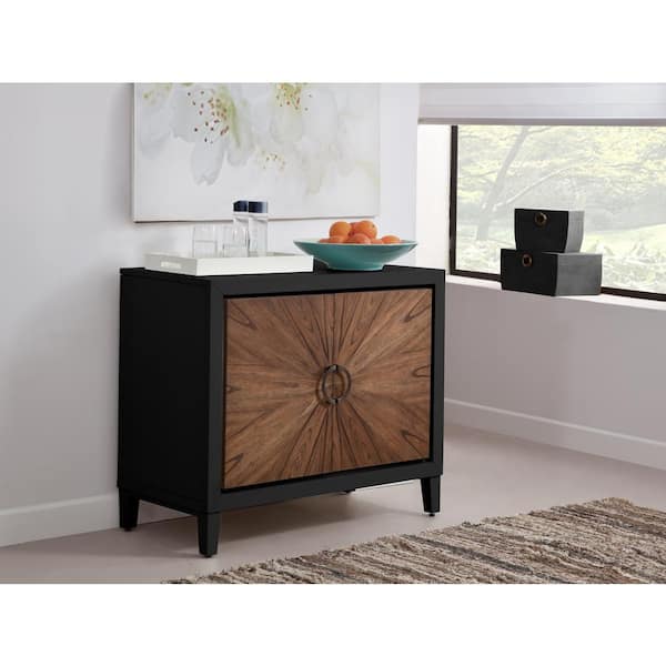 San Tropez Black and Cinnamon Brown Wood 38 in. Accent Chest Buffet with 2-Doors