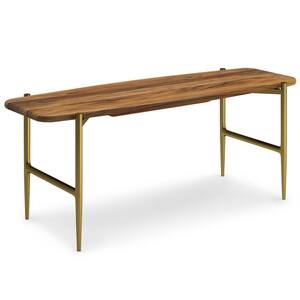 Wagner Natural Dining Bench with Metal legs 46 in. Wide Mid Century Modern