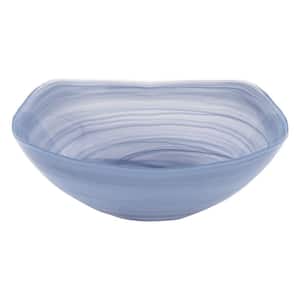 Sky Blue Alabaster Glass 10 in. Squarish Bowl