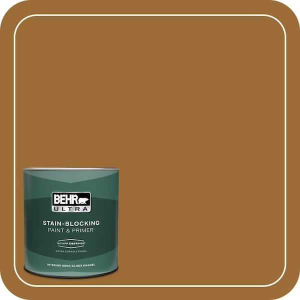 BEHR ULTRA 1 qt. #PPU6-01 Curry Powder Extra Durable Semi-Gloss Enamel Interior Paint & Primer