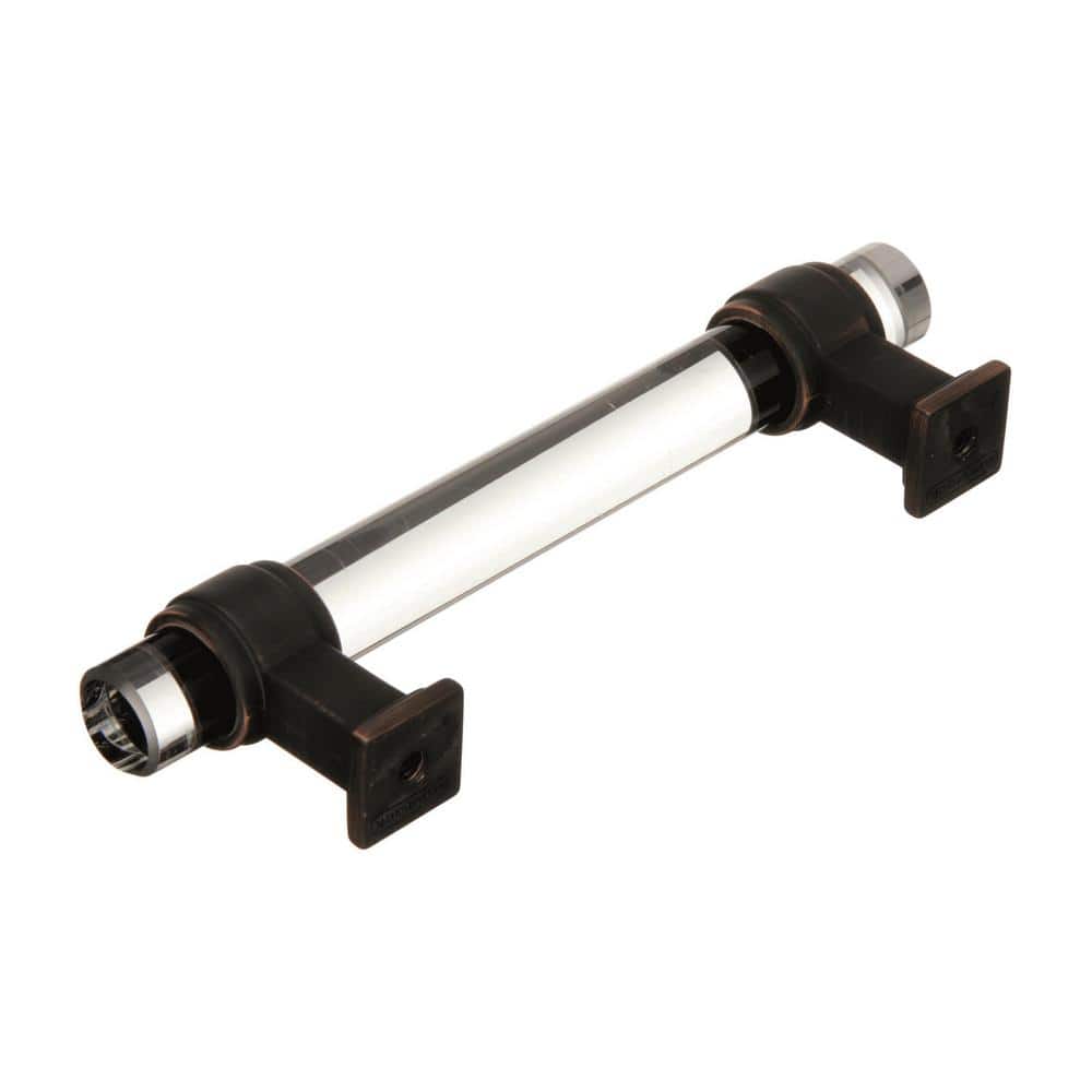 Clear and Oil-Rubbed Bronze 3-3/4" Cabinet Bar Pull