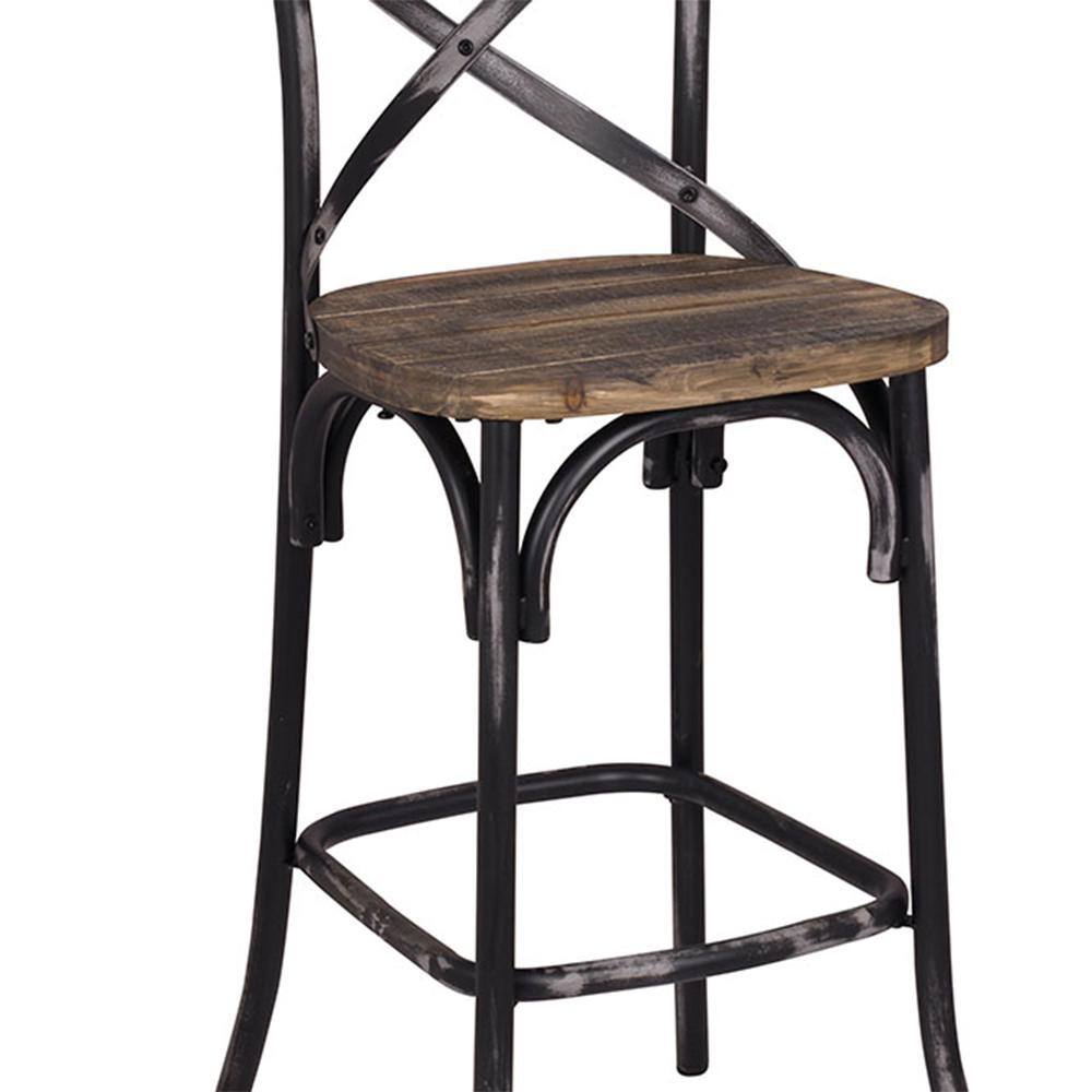 Vintage Walnut and Antique Black Metal Bar Chair, 43"