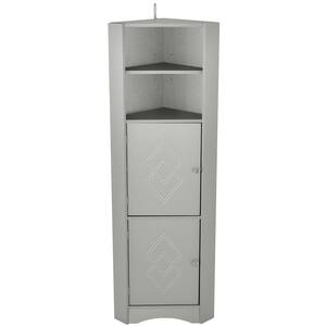 15 in. W x 15 in. D x 61 in. H Gray Tall Bathroom Storage Linen Cabinet with Adjustable Shelves for home