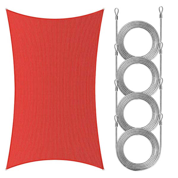 ROYAL SHADE 10 ft. x 20 ft. Rectangle Sun Shade Sail with Rope-Red