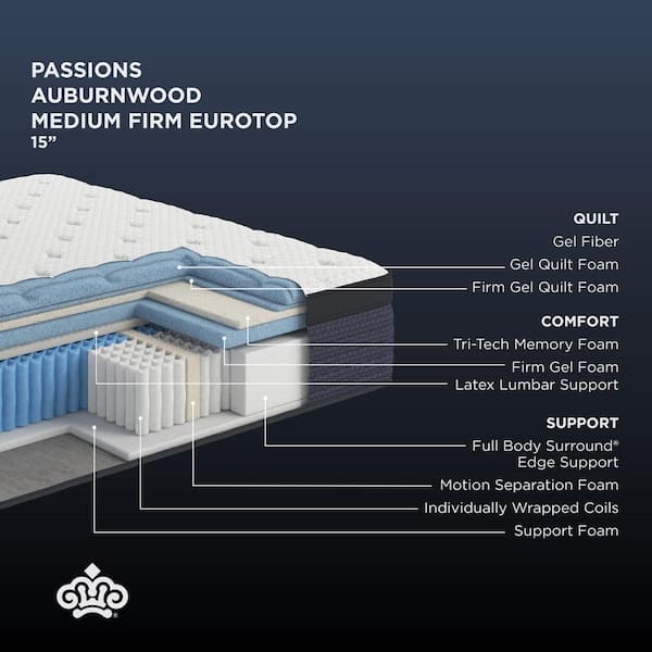 KINGSDOWN Passions Auburnwood Queen Medium Firm 15 in. Euro Pillow