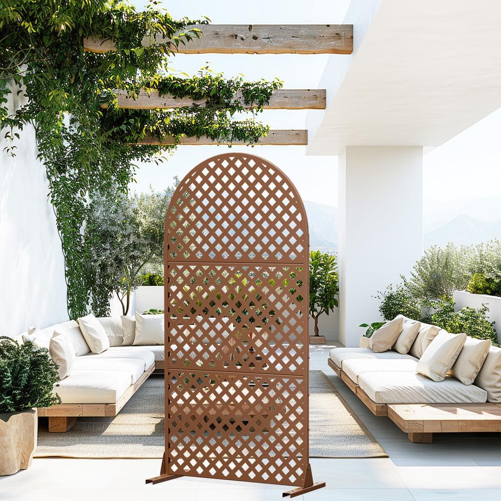 72 in. H x 35 in. W Arched Outdoor Metal Privacy Screen Garden Fence Wall A